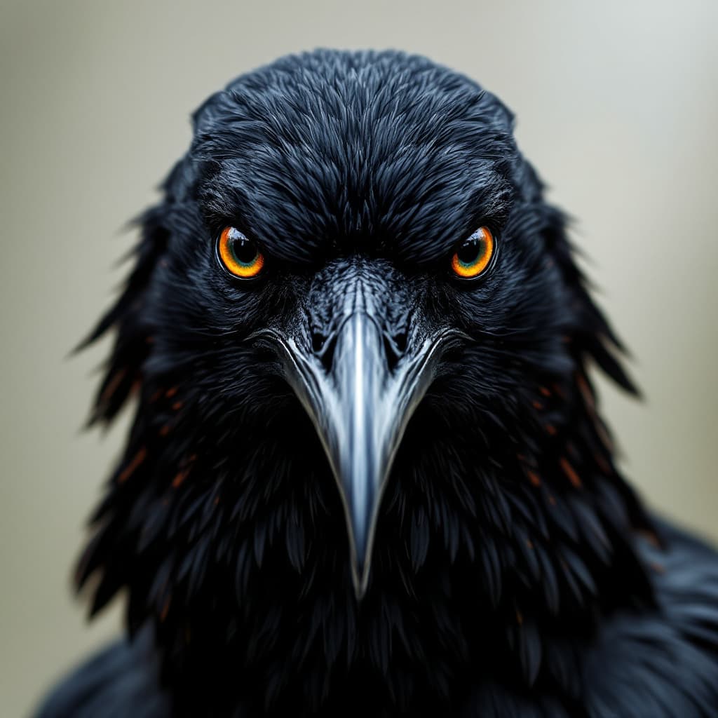 AI generated: A head of a super realistic crow withe a focused eyes right above the caption that says Crow's Way,u...