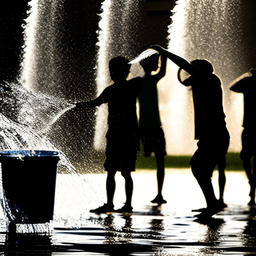 AI generated: water being thrown out.  silhouette.