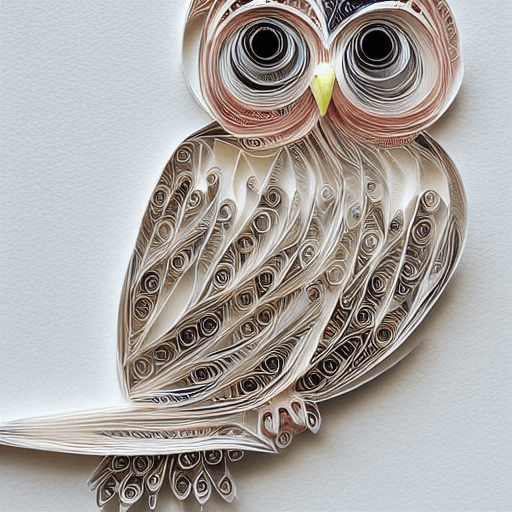 AI generated: paper quilling, paper cut art,paper illustration, owl, one color, very detailed, 8k --upbeta --v 4
