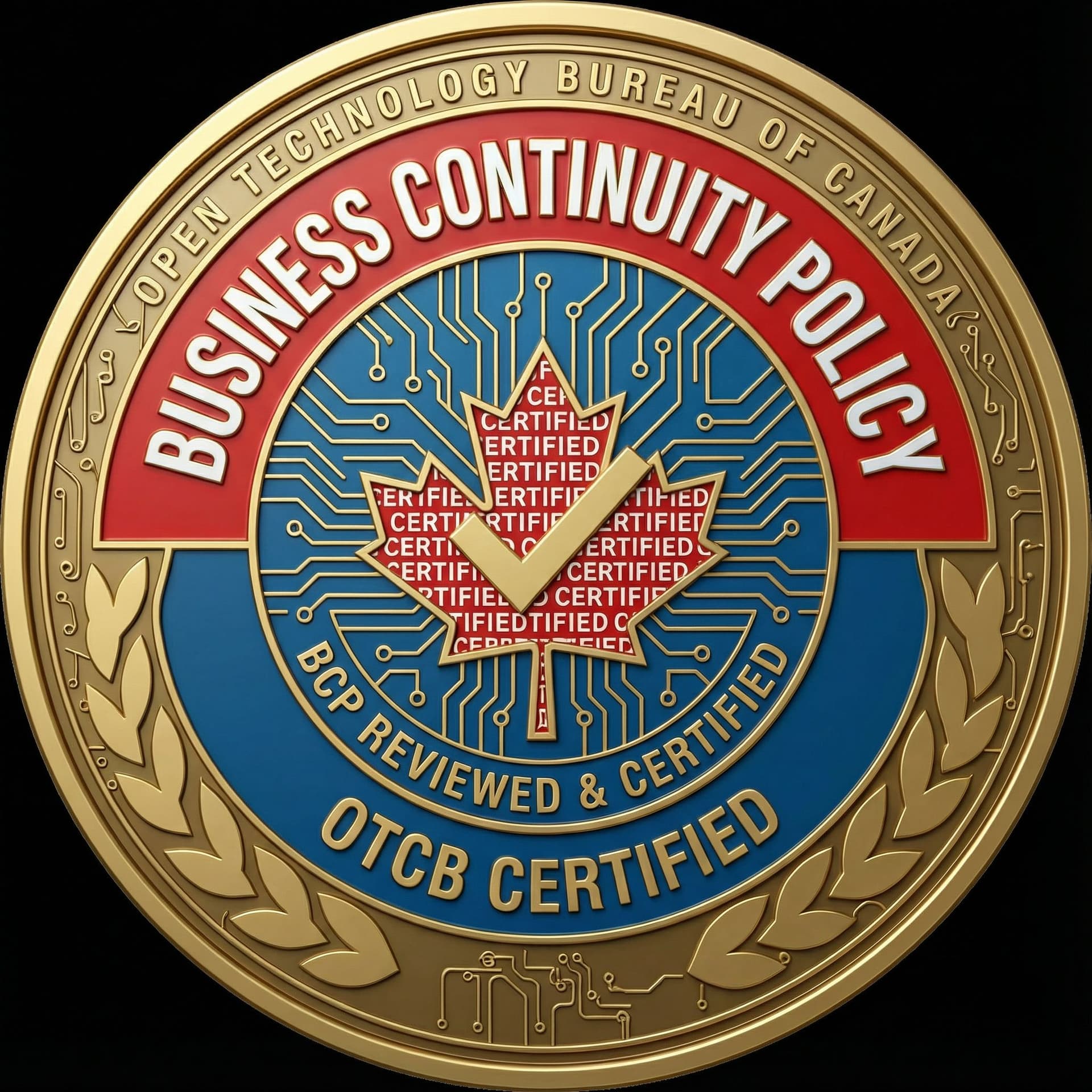 AI generated: Using the input image as a guide, make a badge that shows the OTCB (Open Technology Bureau of Canada...