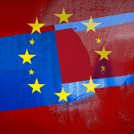 AI generated: flag of the European union , with blood 