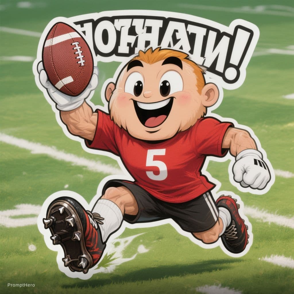 AI generated: Zetti football mascot running fast with a football, energetic motion, sporty cartoon mascot characte...