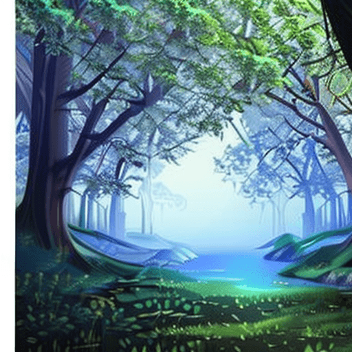 AI generated: fantasy forest landscape, dark light night, intricate, elegant, clear focus, illustration, (very det...