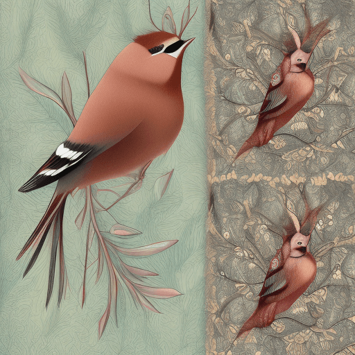 AI generated: ethereal Bohemian Waxwing bird, Bombycilla garrulus :: intricate details, ornate, detailed illustrat...