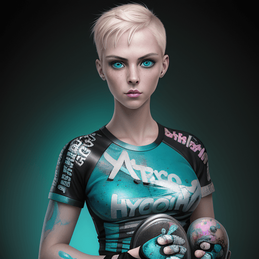 AI generated: a stunning realistic photograph portrait of a beautiful women blonde crew cut 20 year old woman, wea...