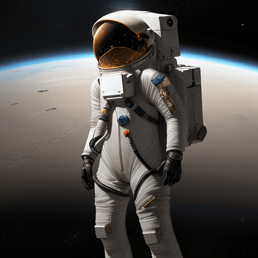 AI generated: An adventurous human character wearing an advanced space exploration suit, exploring uncharted plane...