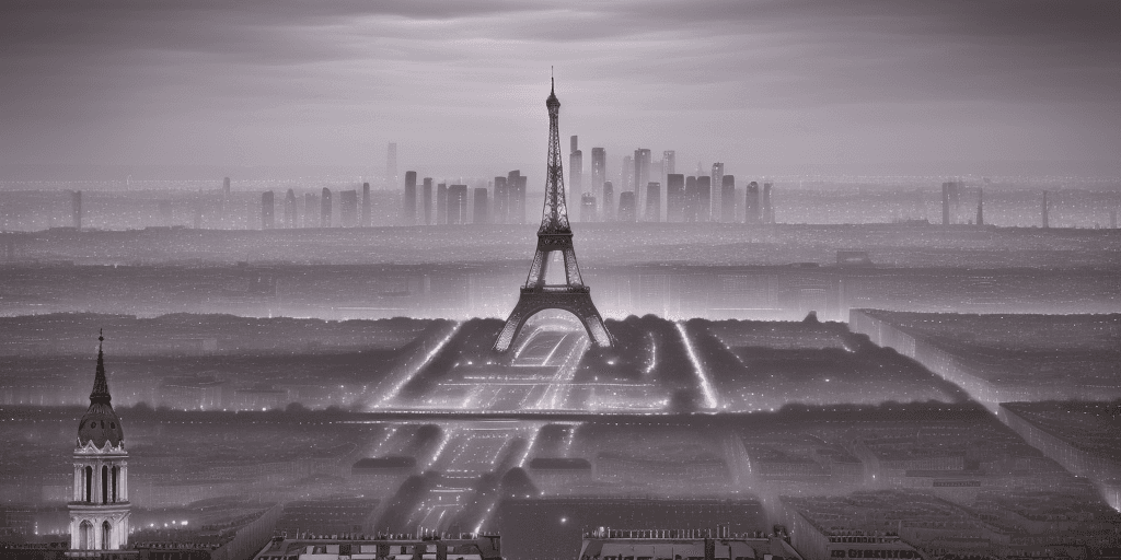 AI generated: High resolution photography Paris skyline in the 1920s including iconic images to feel like a mural,...