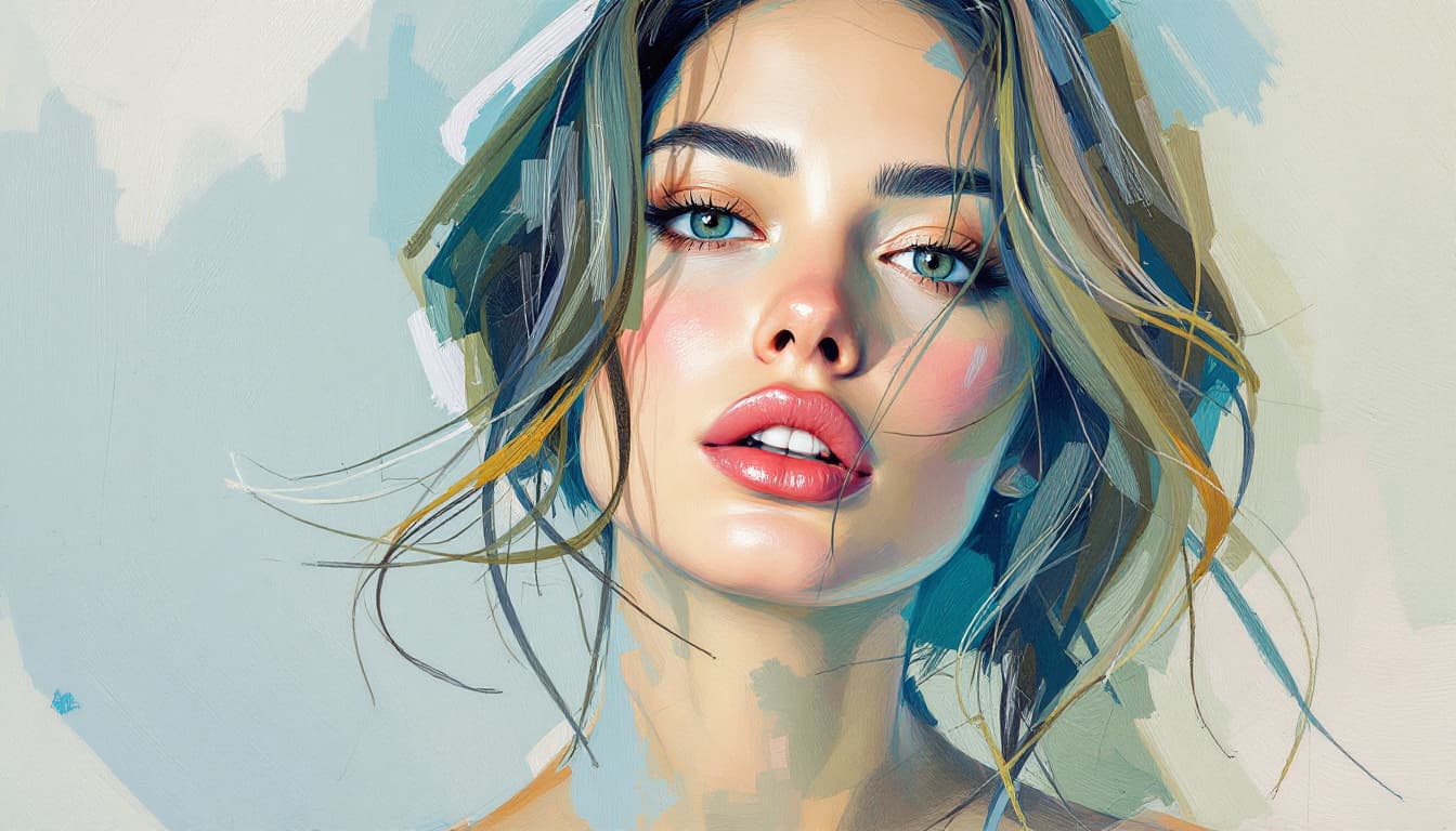 AI generated: portrait of a woman with an emphasis on thick, impasto-style brushstrokes, rich, tactile paint textu...