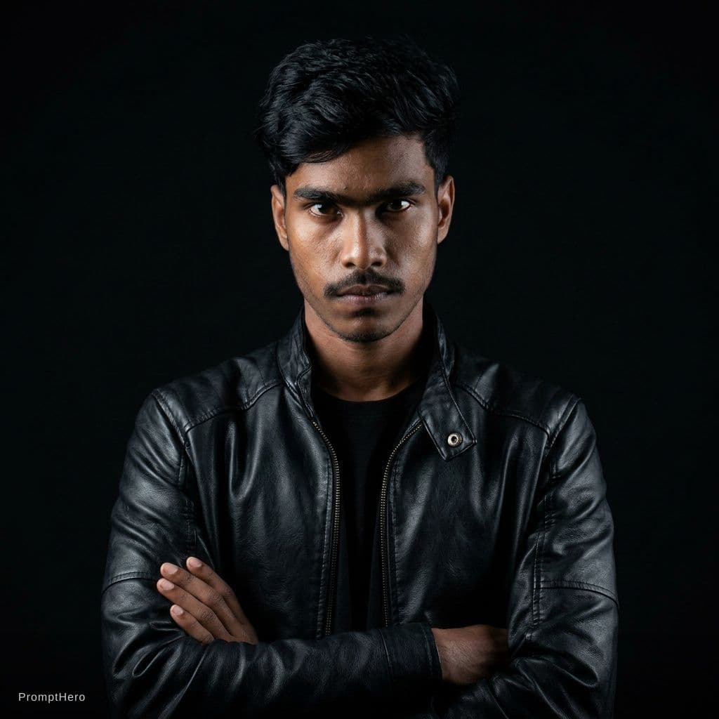 AI generated: Back black baground attitude photo 