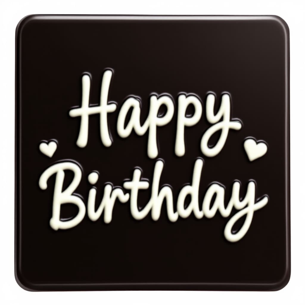 AI generated: A high-resolution chocolate sign plate for cakes or desserts, 2–10 cm wide, 2–3 mm thick, made of ed...