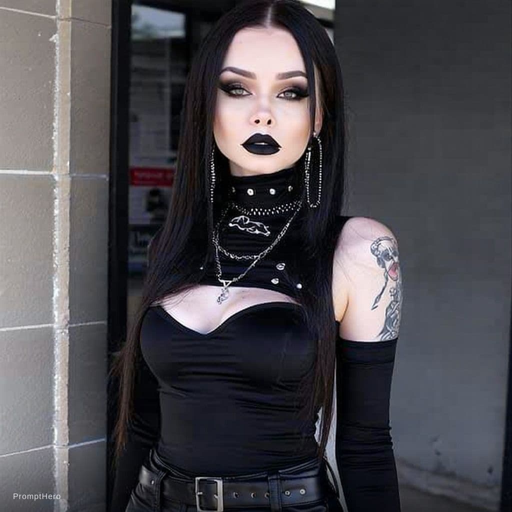 AI generated: A beautiful gothic girl in bra and panties
