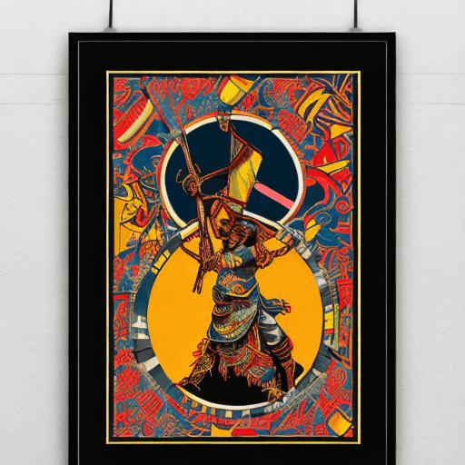 AI generated: a poster depicting a player with a drum, in the style of maximalist, americana iconography, black ar...