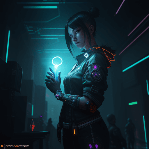 AI generated: a person holding a glowing object in their hands, cyberpunk art by Jeremy Chong, trending on Artstat...