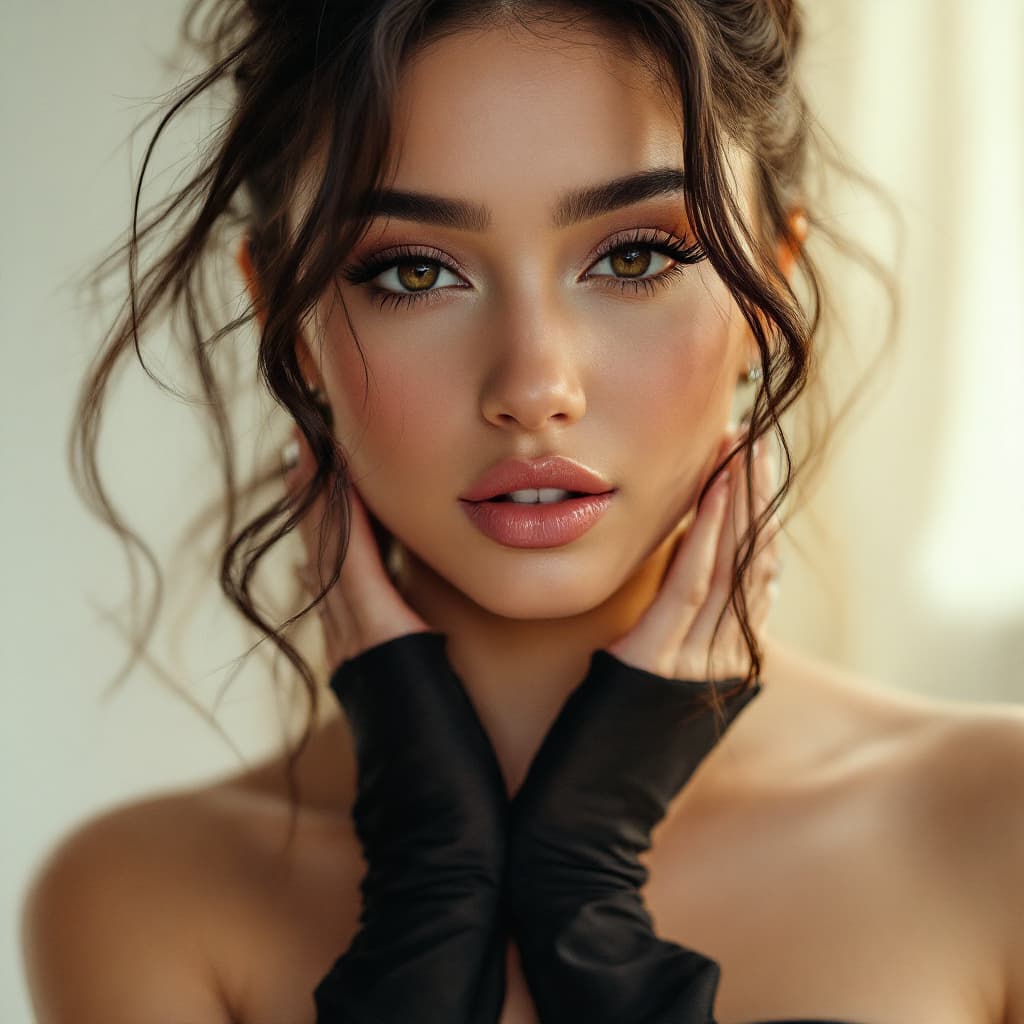 AI generated: Create a photo-realistic image of (((Ariana Grande))) wearing a strapless dress