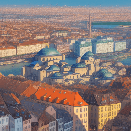 AI generated: eine riesige stadt in der zukunft, farbenfroh, riesige türme, viele fliegene transportmittel, 8k