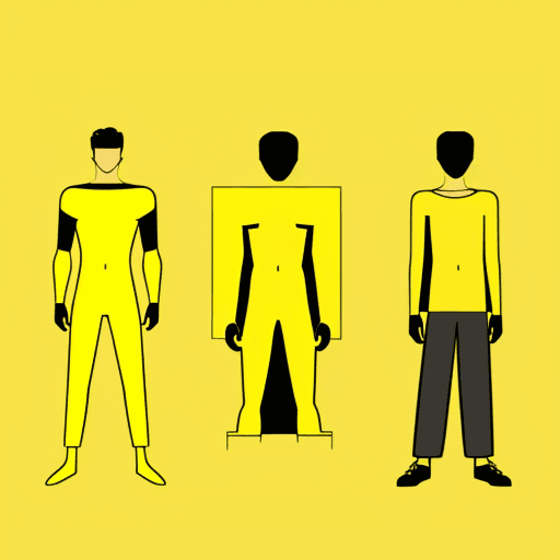 AI generated: illustration, men, three, yellow, outlines --ar 9:16