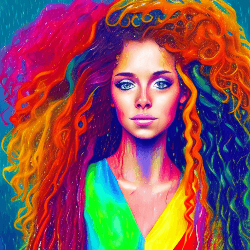 AI generated: a portrait of a  beautiful girl wearing a nice colorful dress, she's a beauty, she has long hair and...