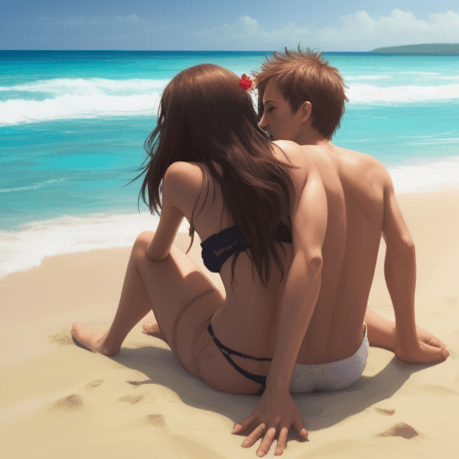 AI generated: lovers on the beach