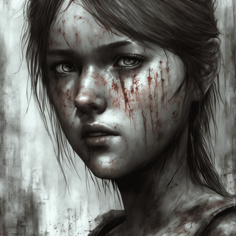 AI generated: half body detailed portrait of  The Last Of Us in silent hill style, vivid, 8k, ultra realistic, sha...