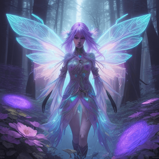 AI generated: Magical Forest scenery, chronomancer(a female), a time-manipulating mage,clean skin, particles of li...