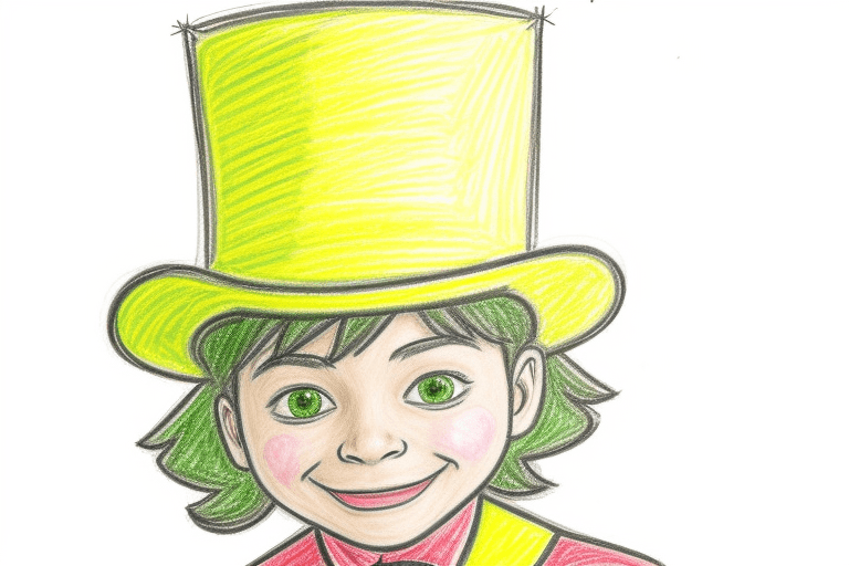 AI generated: (child's drawing:1.4) of a ((top hat)), cartoon colored, bright sunny time, primary colors, yellow a...