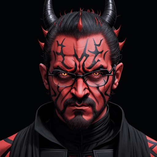 AI generated: Silhouette of Darth Maul: Utilize the iconic facial silhouette of Darth Maul, featuring his red faci...
