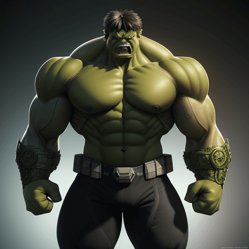 AI generated: tank superheros with the design and character of Hulk The tank superheros  is gold and green dark, n...
