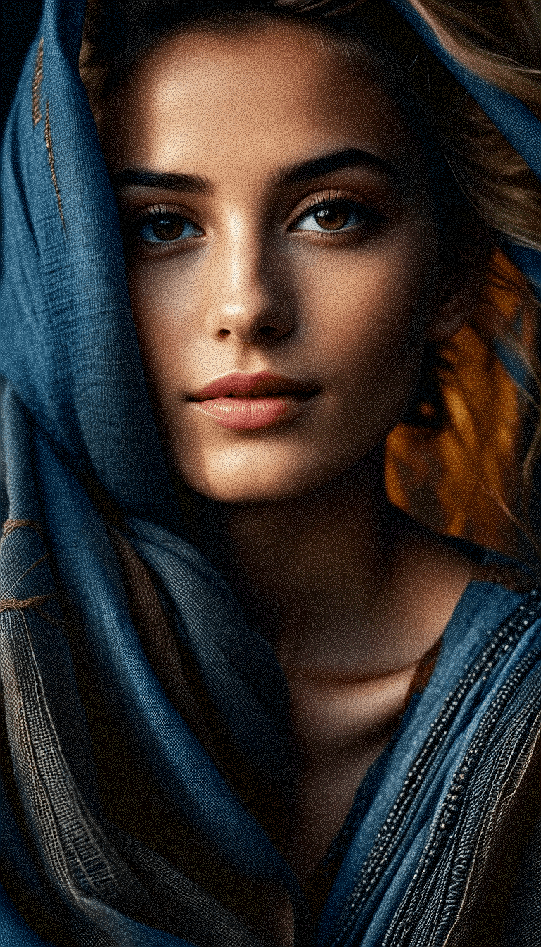 AI generated: "A close-up portrait of a young woman with glowing skin and full lips. She should have large, expres...