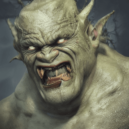 AI generated: body portrait, very angry orc chieftain!, intimidating, menacing, powerful, low angle, horror,  octa...