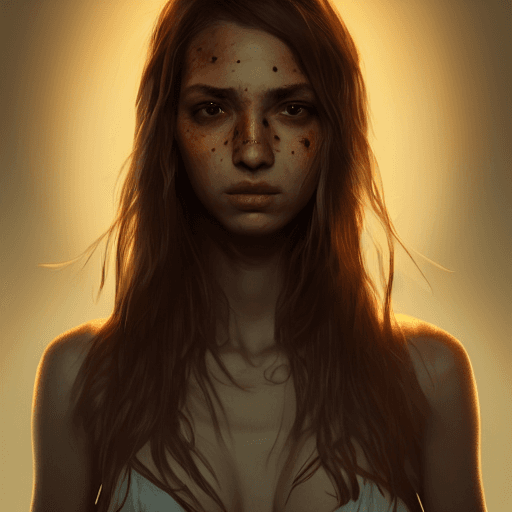 AI generated: portrait of a beautiful girl with scorpions around her, slight smile, digital painting, concept art,...