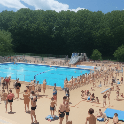 AI generated: swimingpool, summer, too many people,  too many slides