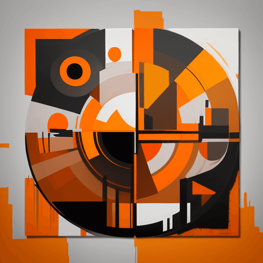 AI generated: abstract realism painting in orange and grey with modern brush techniques, in the style of bauhaus f...
