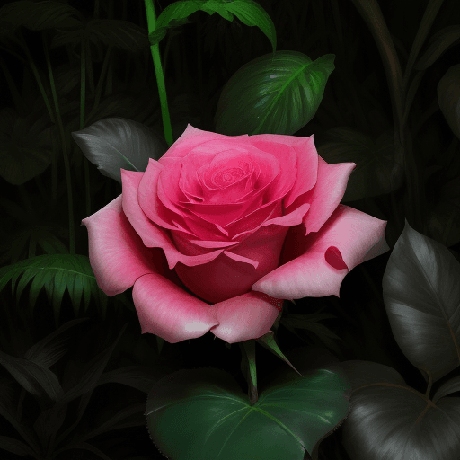 AI generated: a roze in dark jungle