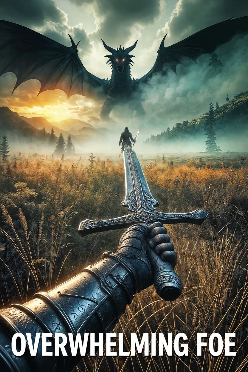 AI generated: Add Title to bottom of Image "Overwhelming Foe"