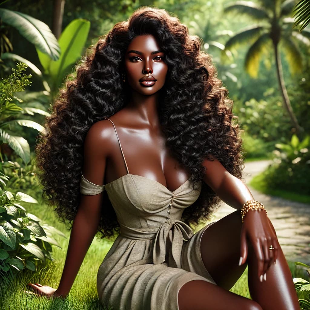 AI generated: A photo-realistic depiction of an African American woman in her mid-30s, with long, voluminous, wavy...