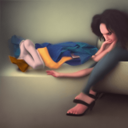 AI generated: Lilith succubus folding laundry while watching tv, night time, Hyperrealism, noblur