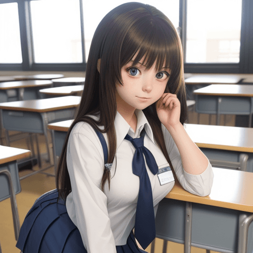 AI generated: Anime girl in school uniform 