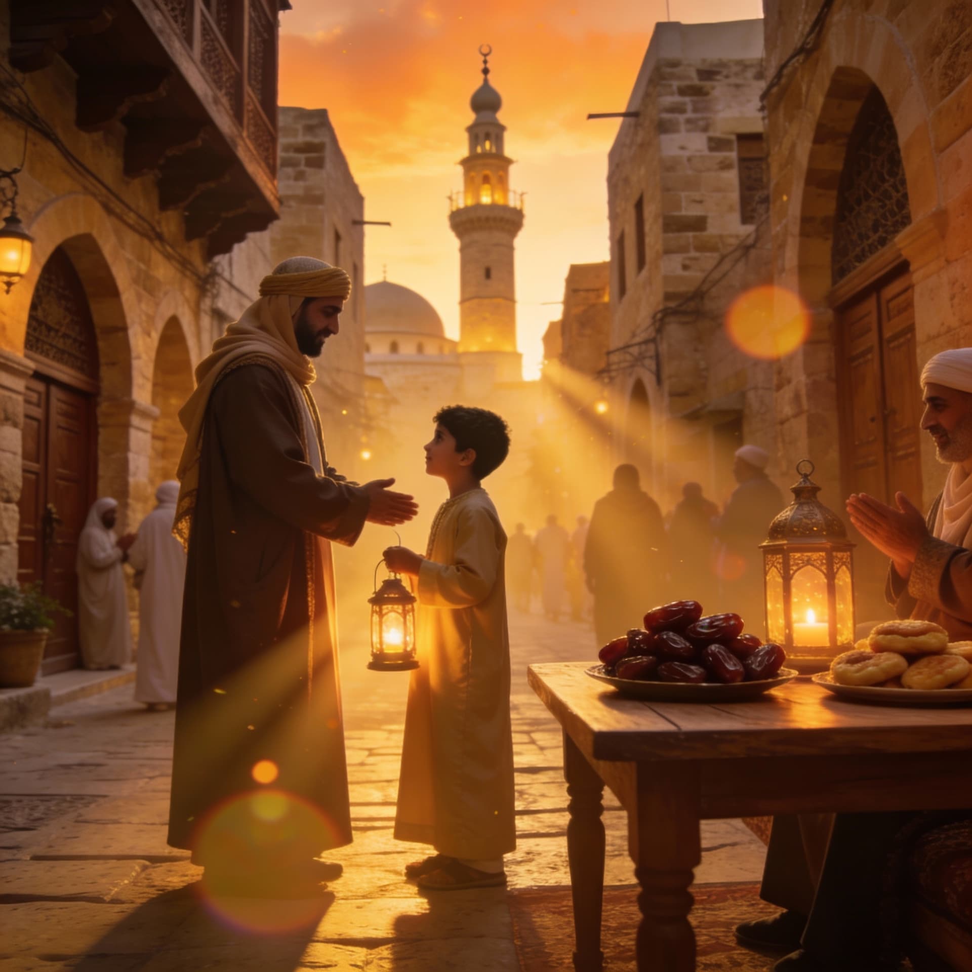 AI generated: Cinematic Ramadan video inspired by Levantine atmosphere. 
Warm golden lighting, spiritual mood, sof...
