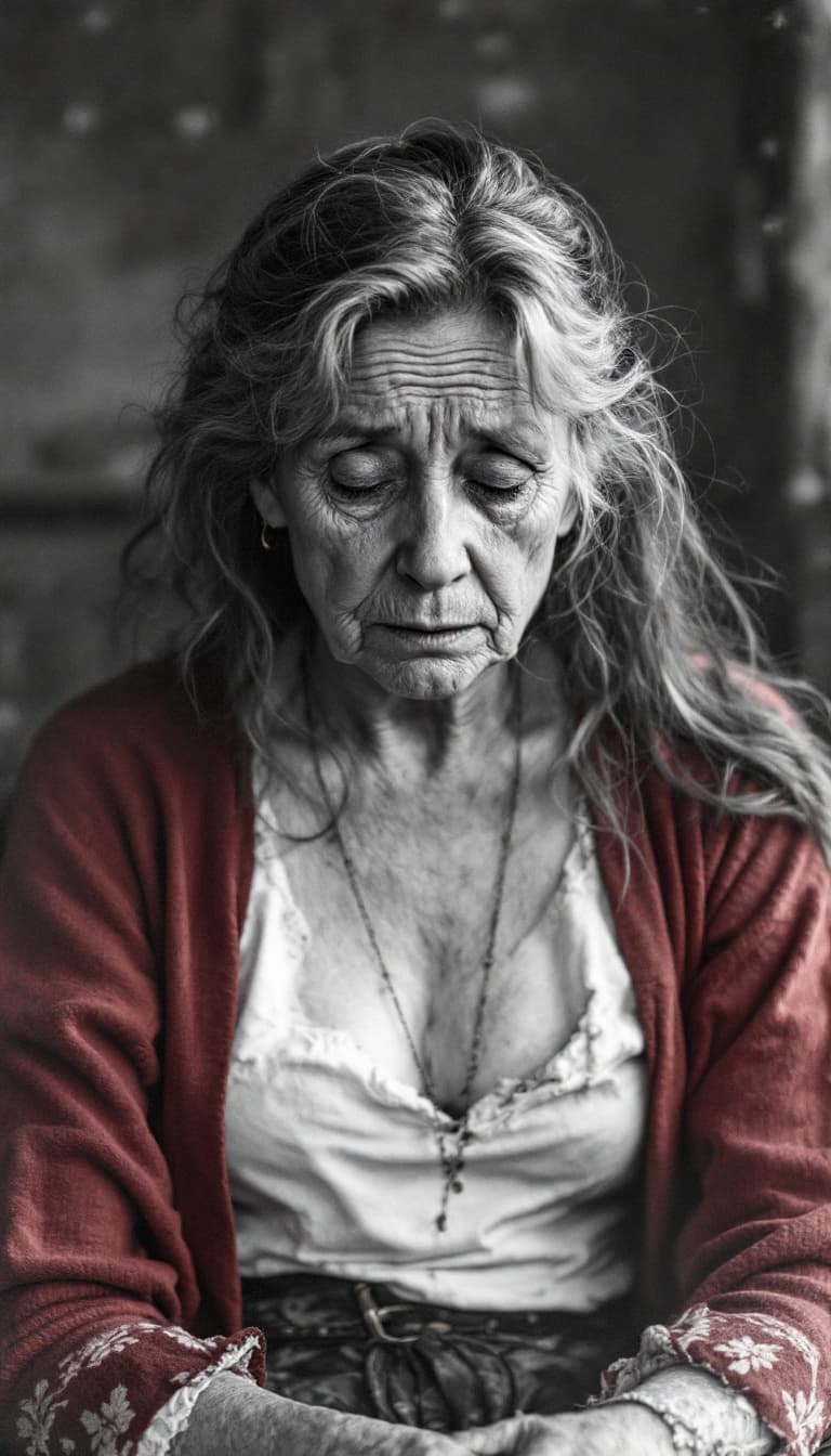 AI generated: old photo of a sad woman
