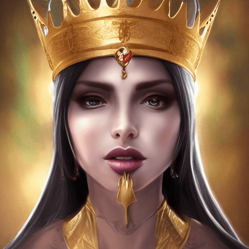 AI generated: fantasy empress portrait, 4k fantasy art, black haired woman with green eyes, tanned, with a golden ...