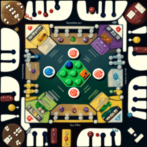 AI generated: A microphotograph of several bacteria and microorganisms guilds playing board games