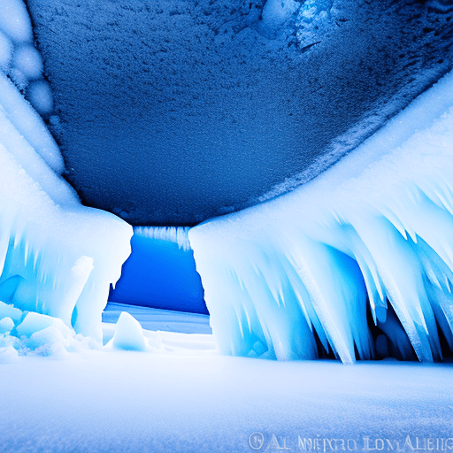 AI generated: snow storm in an ice cave.
ice crystals falling to the ground.
flat barren horizon.
Style: impressio...