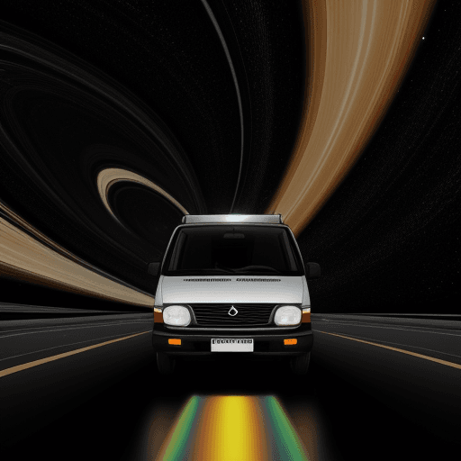 AI generated: 
Van driving on the rings of Saturn