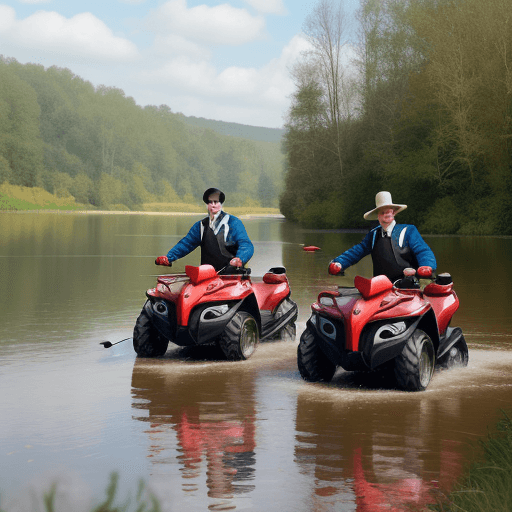 AI generated: The gentlemen's outdoor sporting day with canoeing and ATVs