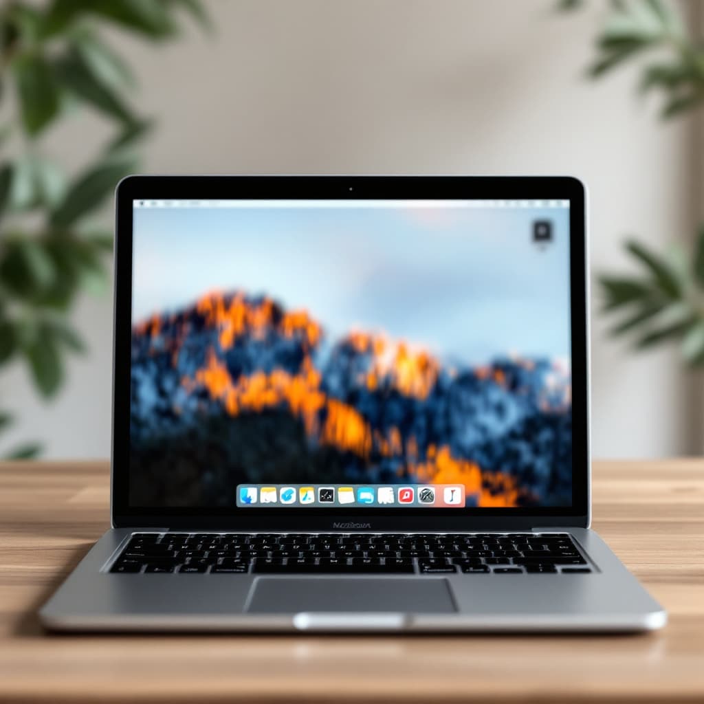AI generated: Organized file showing on mackbook screen. make it clean and not readable make blur
