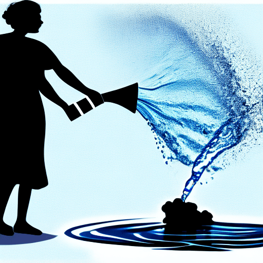 AI generated: water being thrown out from left to right of the image.  silhouette.