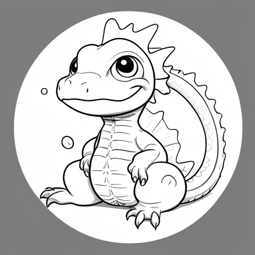 AI generated: an uncolored happy baby water dragon w, fit the canvas