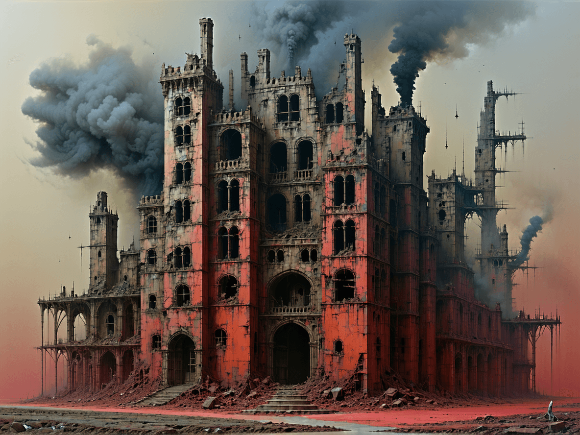 AI generated: /artprompt Sci-fi, (dystopian city imagery:1.7), unsettling, macabre, haunting, (cinematic shot:1.2)...