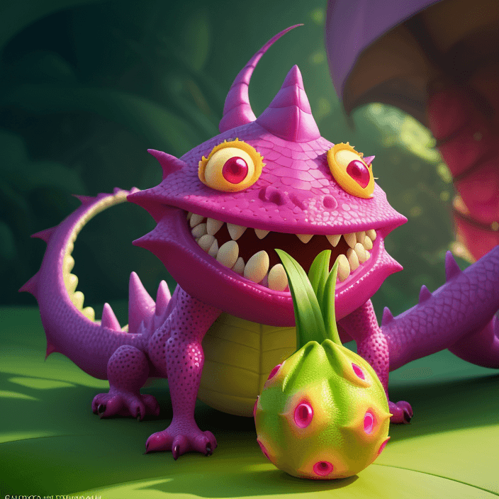 AI generated: A happy cartoon Dragon Fruit fruit, Pixar Style, perfect composition, 8k artistic photography, photo...