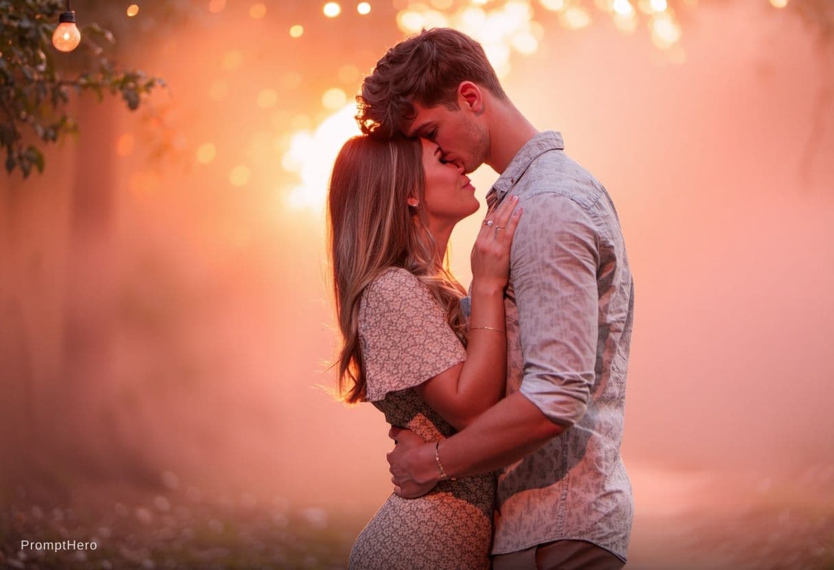 AI generated: Sexy hot full feeling hot 100% face match Kissing hot of romantic couple